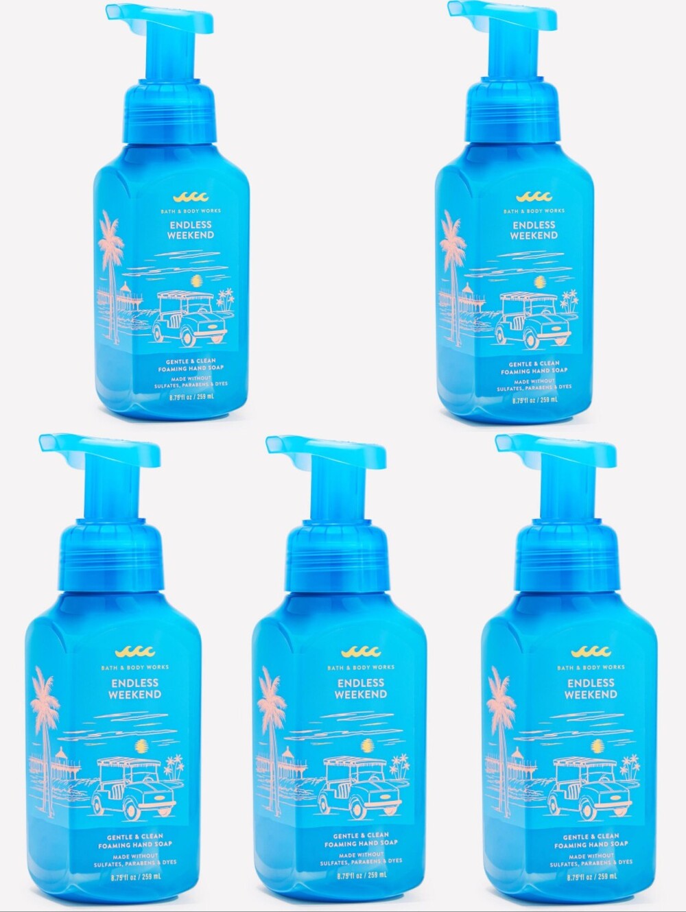 Bath & Body Works Endless Weekend Foaming Hand Soap Set of 5 NEW RARE